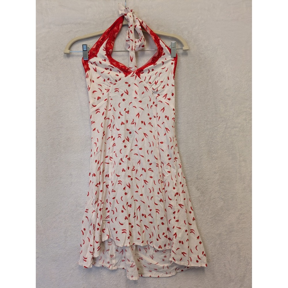 Wild Fable Women's Red Chili Pepper Halter Dress White Size‎ S